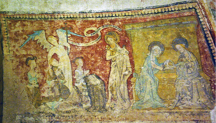 Collegiale de St-Aignan -  crypt annunciation fresco.png