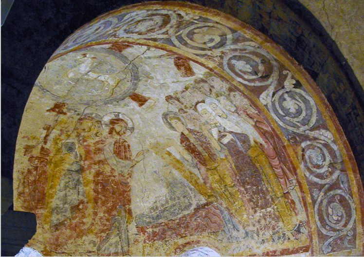 Collegiale de St-Aignan -crypt Lamb of God fresco .png