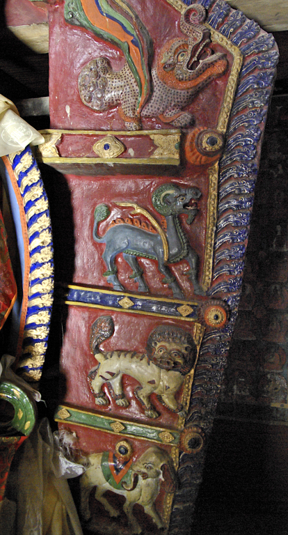 Detail from statue of the Buddha, Chamchung Temple, Basgo Gompa