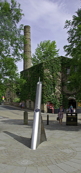 Fustian cloth knife sundial in St George's Square, Hebden Bridge