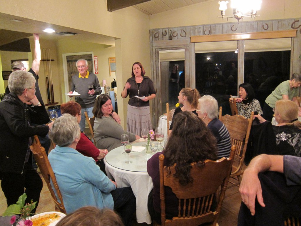 Gathering for potluck dinner in the Skyview