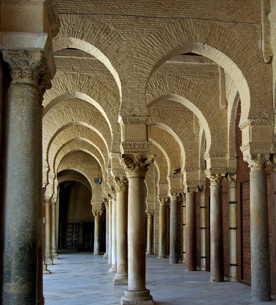 Kairouran Great Mosque - arcade outside the Prayer Hall