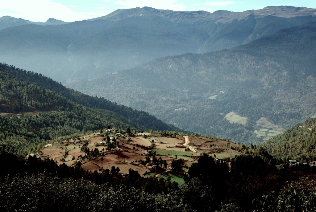 Looking down to Ura valley, Bhutan