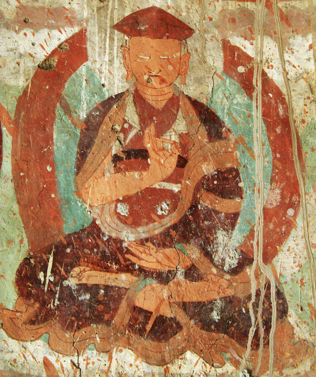 Painting of the Buddha outside Sumtsek Lhakhang, Alchi Choshkar