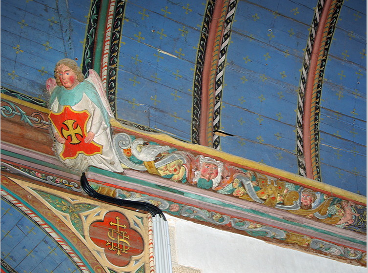Ploujean church, carved and painted frieze