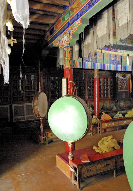 Prayer drums,  Dukhang, Likir Gompa