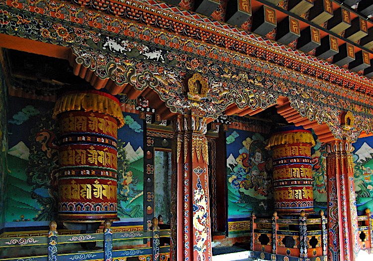 Prayer wheels, Trongsa Dzong, Bhutan