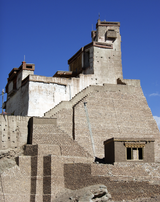 Restoration work at Basgo Gompa