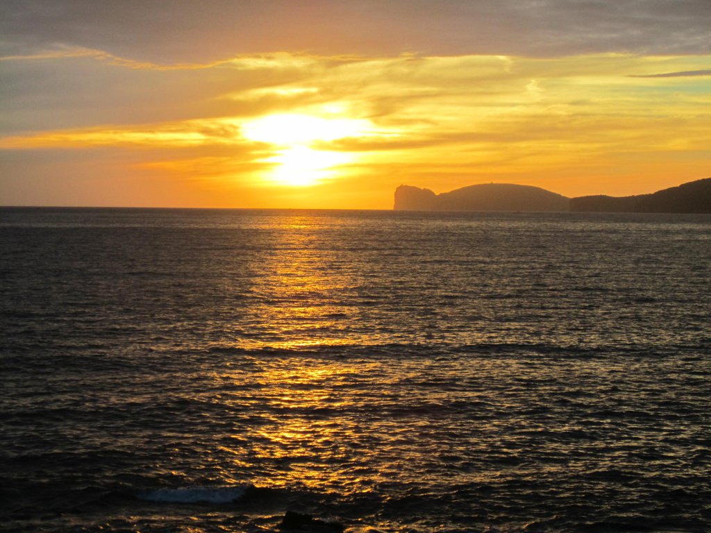 Sunset from the Bastioni, with Capo Caccia in the distance