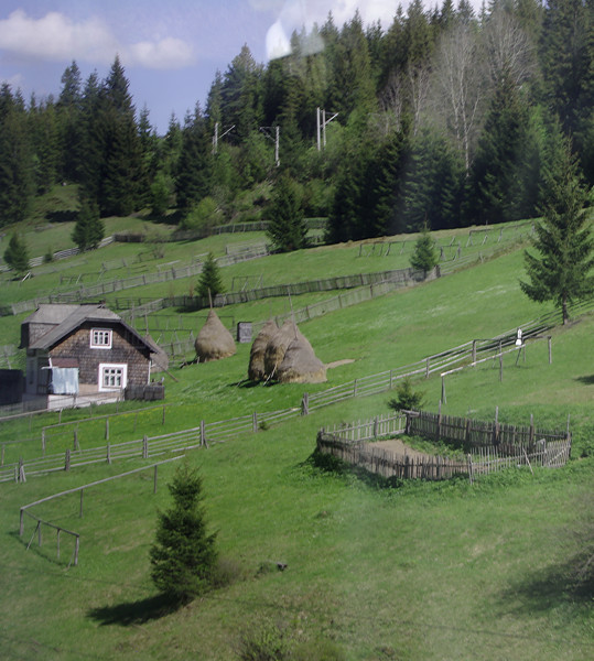 Upland pastures and hay stacks